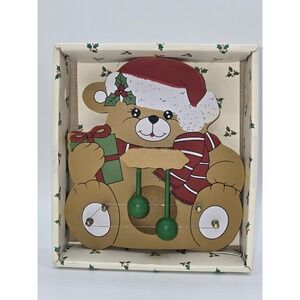 Vintage Christmas Teddy Bear Door Harp 7"